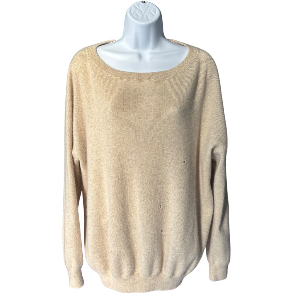 Vince Crew Neck Pullover Sweater Beige Relaxed Minimalist